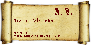 Mizser Nándor névjegykártya